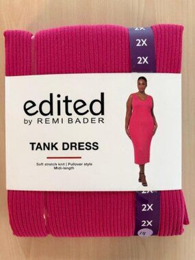 NWT Women's Edited Remi Bader Tank Dress Pink Size 2X XXL Midi Stretch MSRP $89
